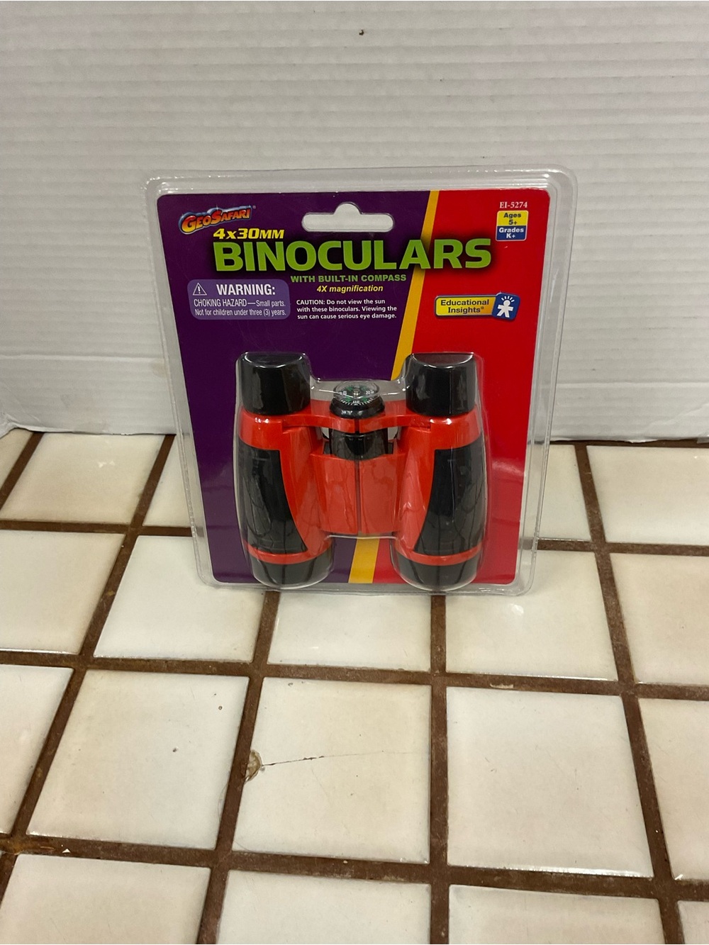 Red & Black Kids Binoculars with Built-In Compass